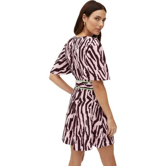 Rhode Tabitha Pink Purple Pixilated Zebra Print Hearts Applique Mini Dress S - Picture 4 of 15